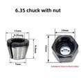 thumbnail image 1 of Carbon Steel Router Collet Adapter Set for Woodworking Trimmers - Multi-Size 6mm, 1/4 Inch (6.35mm with Nut), 8mm Chuck Sleeves - Universal Fit for LAVIE & Similar Tools, Easy Installation, Precision, 1 of 6