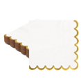 thumbnail image 1 of Uxcell 50 Pcs Servilletas de Cóctel con Borde Ondulado y Foil Dorado, 5 x 5 Pulgadas Servilletas de Papel Desechables para Decoraciones de Mesa de Fiesta de Compromiso, Boda, Aniversario, Blanco, 1 of 7