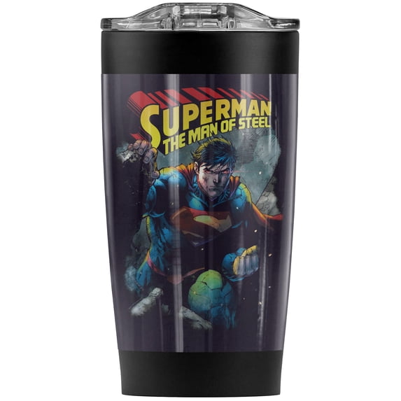Superman Through The Rubble Stainless Steel Tumbler 20 oz Coffee Travel Mug/Cup, Vacuum Insulated & Double Wall with Leakproof Sliding Lid | Great for Hot Drinks and Cold Beverages