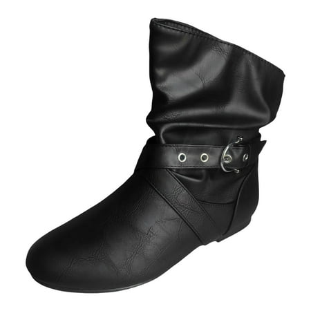 

YHGFVOKJ Boots for Women Flat Mid Length Boots Comfortable Lightweight Soft Soles Fashionable Outdoor Mid Calf Leather Boots Shoes Shoe Boots for Women Black 42