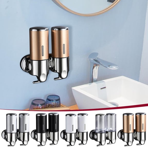 Wall Mounted Soap Dispenser | Manual Press Shower Bottle | No-Drill Installation | Transparent Holder | Space-Saving Bathroom & Hotel Accessories | Sturdy Material | Shampoo &