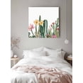thumbnail image 3 of Canvas Print Wall Art Tropical Plant Cactus Floral Farmhouse Watercolor Plant Framed Canvas Art Wall Decor Pictures Painting Morden Artwork for Living Room Bedroom, Ready to Hang, 28"x28", 3 of 4