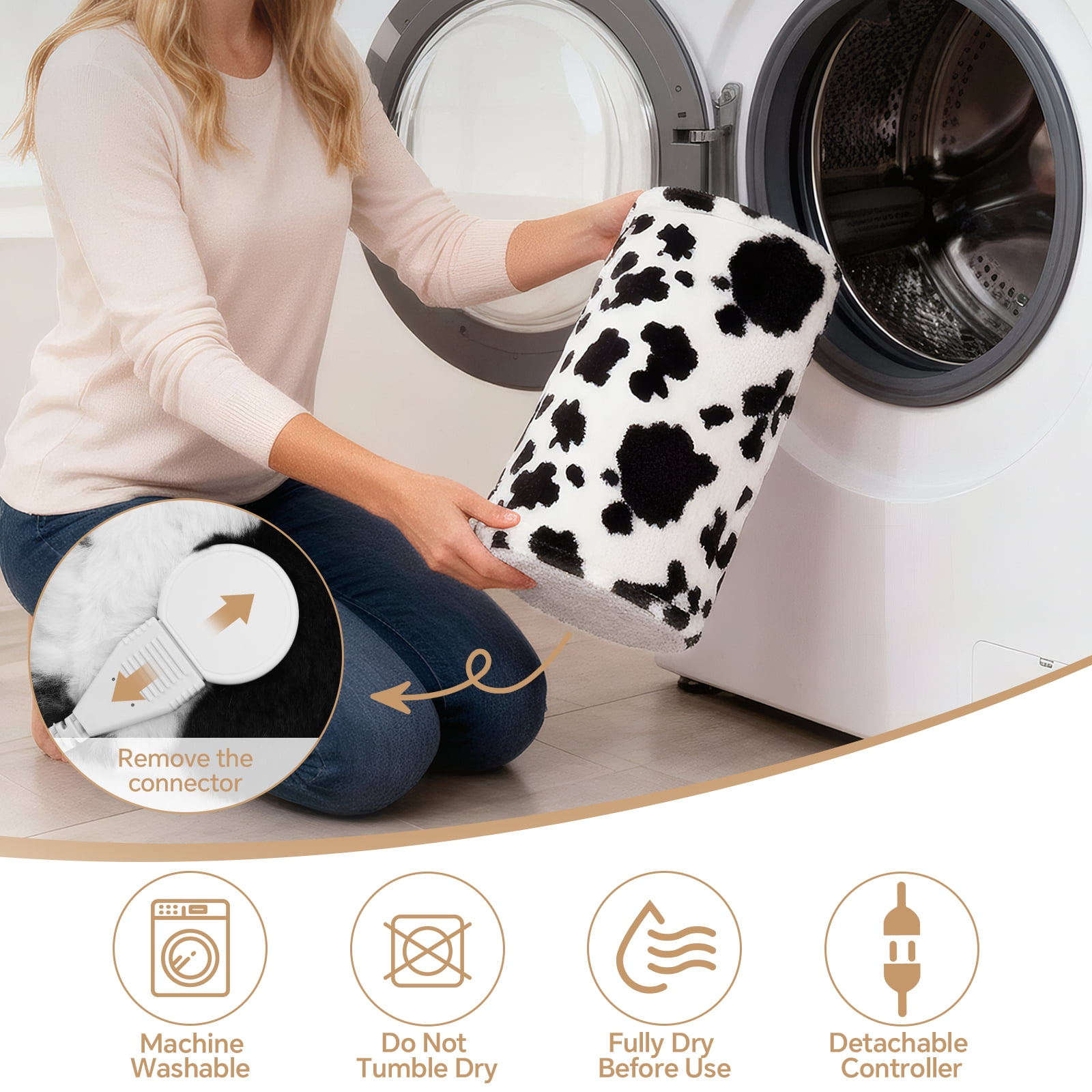 Cow Print Heating Pad for Back Period Cramps Neck Shoulder Pain Relief Portable Electric Heat Pads Cow Stuff Gifts Ideas, Funny Useful Self Care Christmas Birthday Gift for Women Mom Her Adults Teens