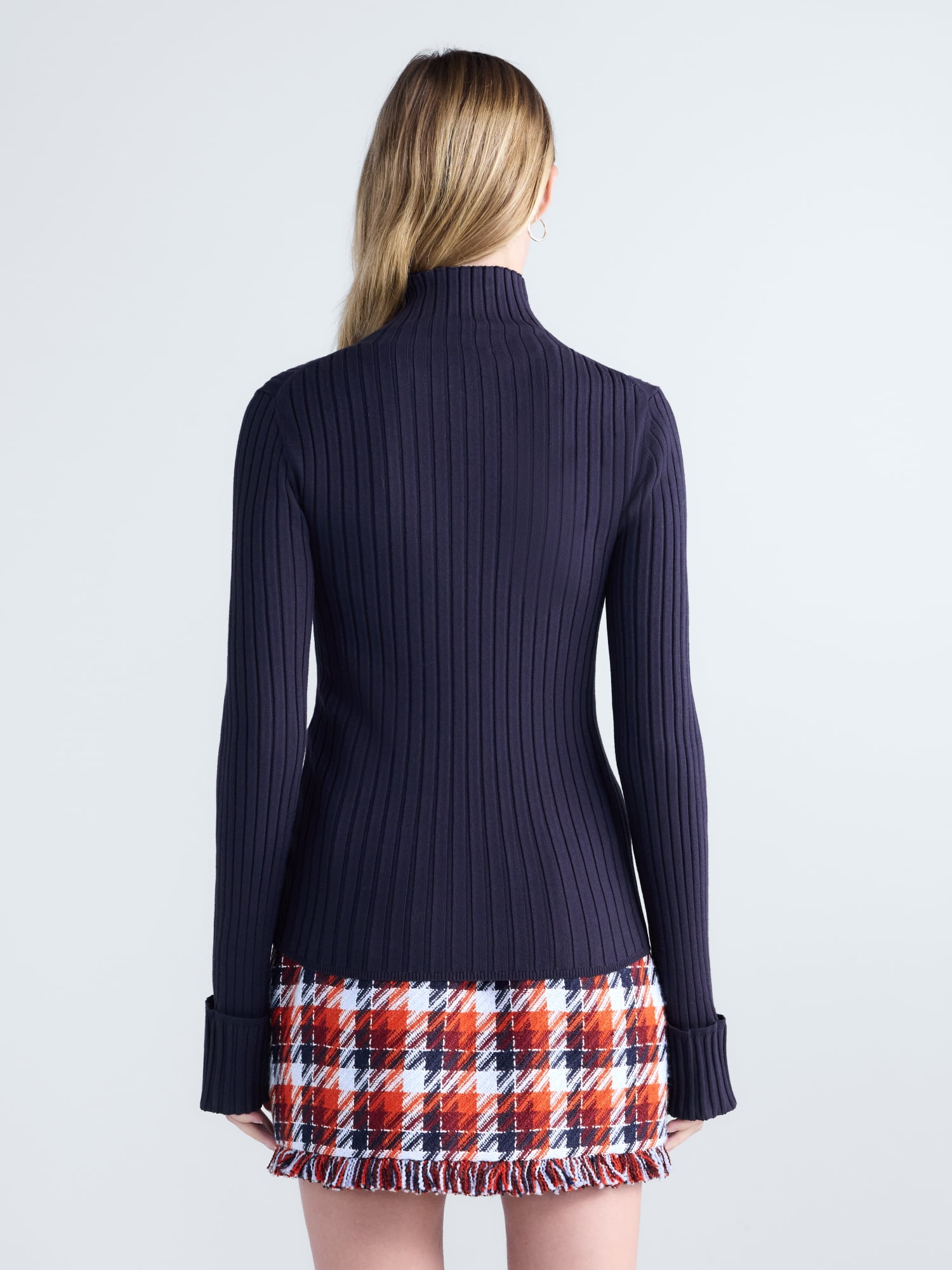 Free Assembly Women's Ribbed Mock Neck Sweater, Midweight, Sizes XXS-XXL