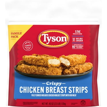 Tyson Crispy Chicken Breast Strips, Family Pack, 40 oz (Frozen, Fully Cooked)