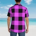 thumbnail image 3 of Lsque Purple Black Buffalo Plaid pattern Hawaiian Shirt for Men, Unisex Summer Beach Casual Short Sleeve Button Down Shirts-3X-Large, 3 of 9