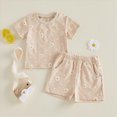 thumbnail image 2 of KPOPLK 6 9 12 Months 2T 3T 4T Baby Girl Summer Clothes Toddler Girl Casual Outfit Short Sleeve Daisy Print T-Shirt Shorts Set(12-18 Months,Beige), 2 of 8