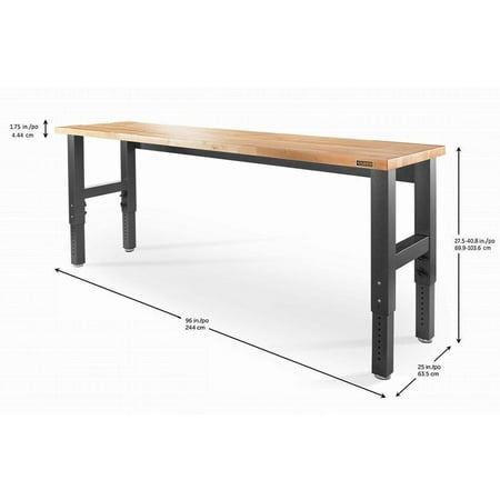 Gladiator - 8' Adjustable Height Hardwood Workbench - Hammered Granite