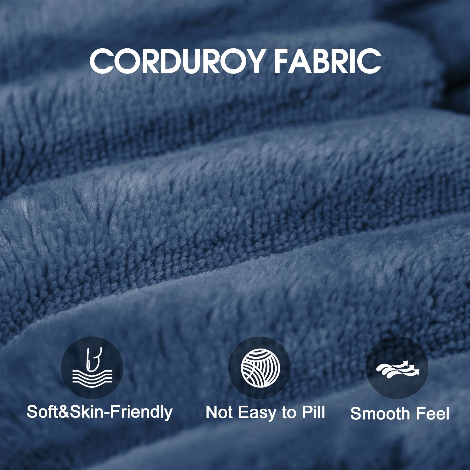MAYEERTY 118.2" Cloud Corduroy Sofa, Deep Seat Double-Layer Design, Removable Cushion No Assembly, DIY Combination, Blue