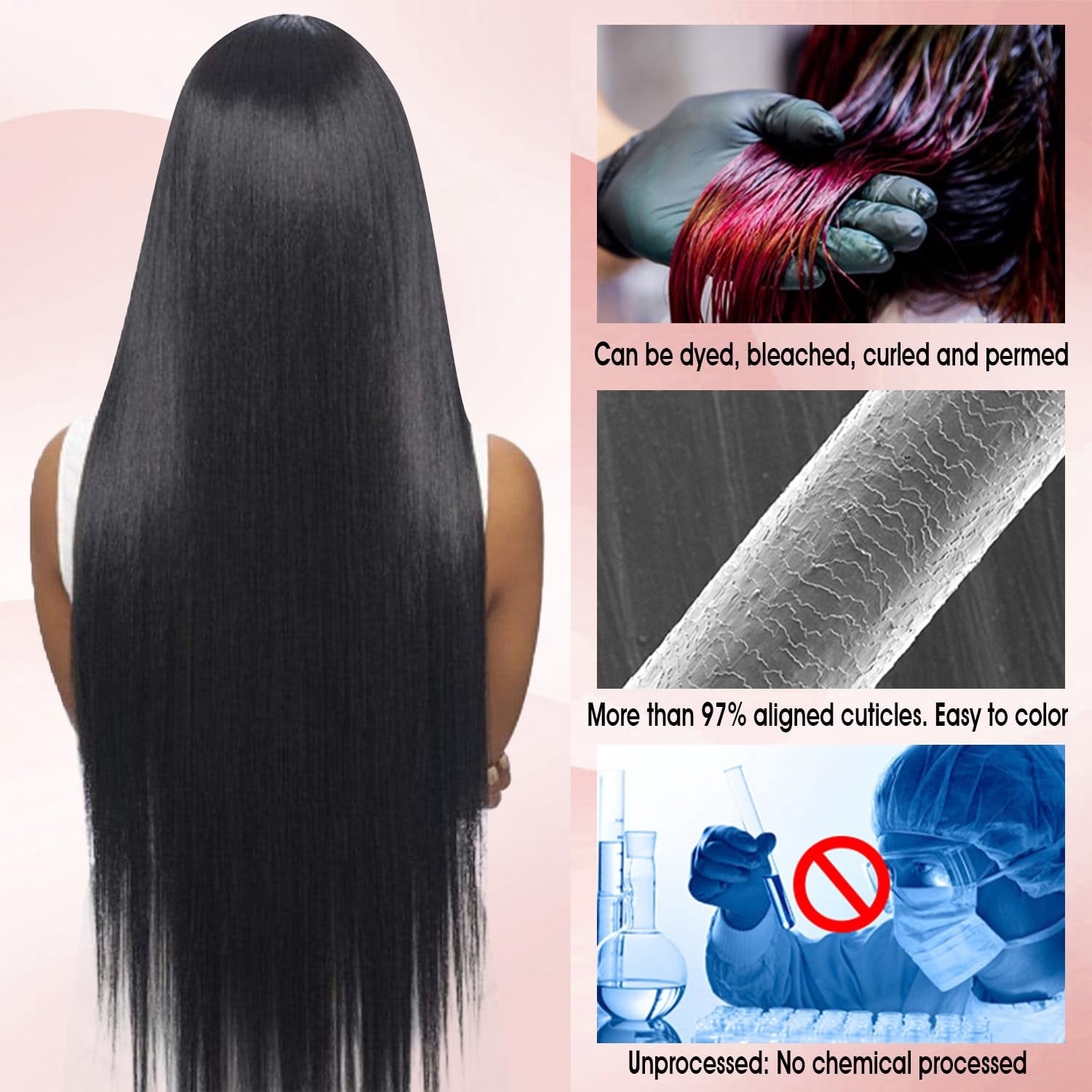 Human Hair Bundles,Straight 1 Bundles 22 Inch,16A Bundles Human Hair,100% Unprocessed Virgin Brazilian Hair Extensions Double Weft, Quick Weave Sew In Hair Bundle