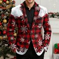 thumbnail image 2 of Men's Printing Corduroy Warm Pocket Suit Jacket Cardigan, Men's Casual Suit with Christmas Theme, Comfortable and Festive for Holiday Events,Red,2XL, 2 of 3