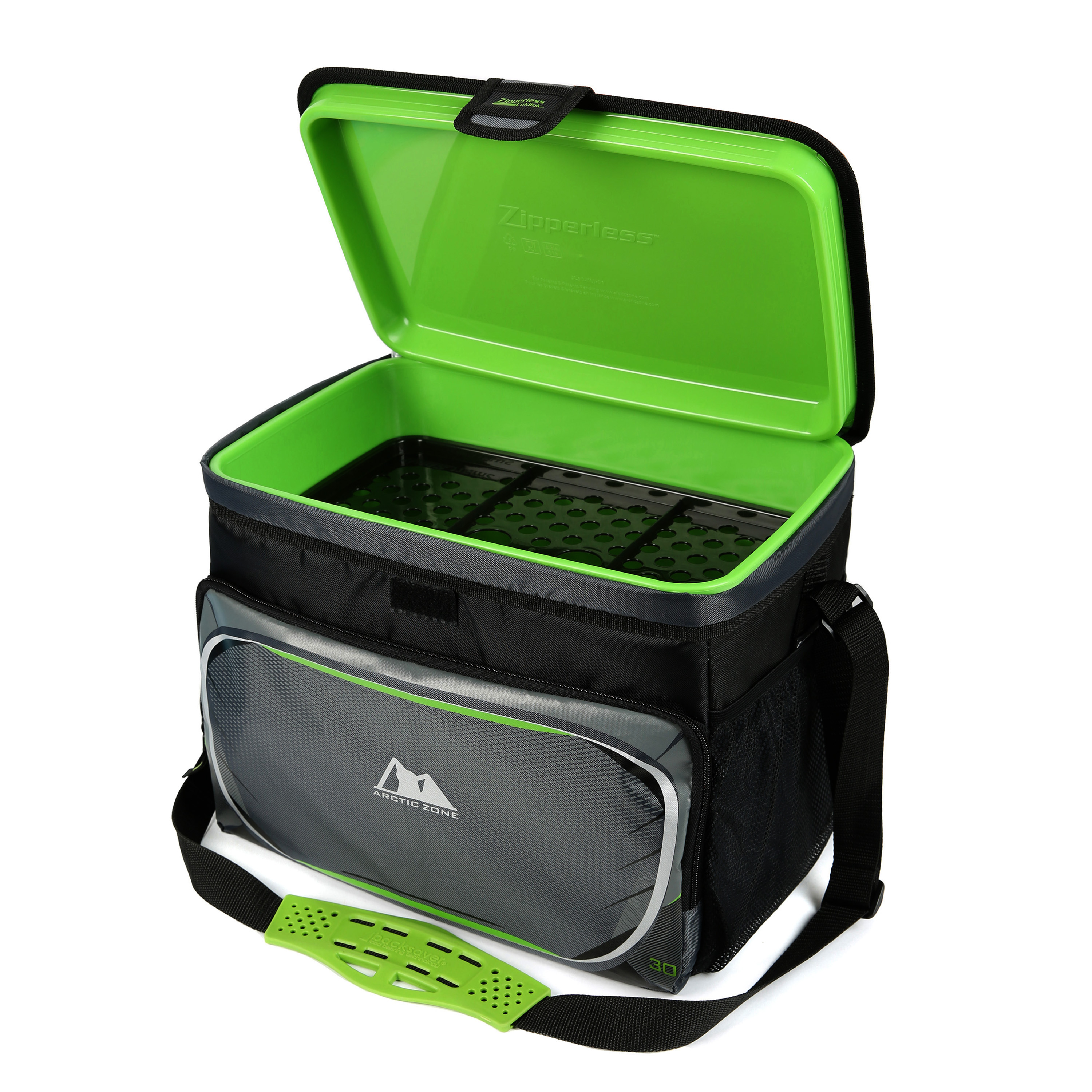 Arctic Zone 30 cans Zipperless Soft Sided Cooler with Hard Liner, Black and Green - image 2 of 11