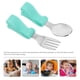 thumbnail image 3 of Juego de tenedor y cuchara para niños pequeños, cubiertos de acero inoxidable con estuche de viaje, cubiertos para niños que se alimentan solos, cubiertos cian, 3 of 6