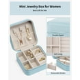 thumbnail image 3 of GOVVEP  Mini Travel Jewelry Box, PU Leather Small Jewelry Organizer Case for Girls Women Earrings Ring Necklace Jewelry Storage Organizer, Blue, 3 of 11