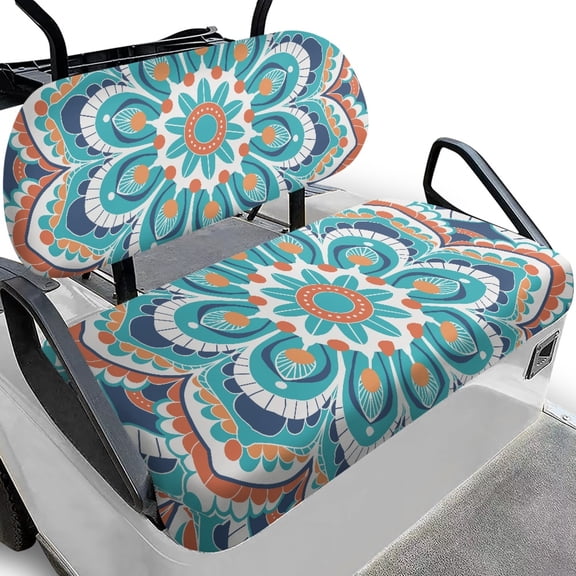 Jeiento Boho Mandala Golf Cart Seat Towel Covers for Front Seats Club Car Golf Cart Seat Covers Universal Accessories for Golfcart Cushion Blanket
