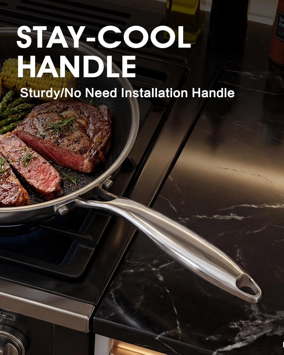 10 Inch Non Stick Frying Pan with Lid, Hybrid Stainless Steel Skillet for All Cooktops