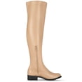 thumbnail image 6 of DARING DIVA Women's Round Toe Zip Closure Block Heels Over Knee High Boots Nude 6, 6 of 7