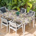 thumbnail image 2 of Dark Sage Green Botanical Table Cloths for 6 Foot Rectangle Tables, Spring Floral Summer Botanical Retro Patio Waterproof Elastic Fitted Tablecloths, Washable Rectangular Table Cover for Camping, 2 of 8