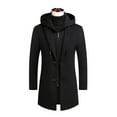 thumbnail image 3 of Penkiiy Mens Trench Coat Winter Wool Blend jacket Overcoat long Top Coat Warm Pea Coat Black Clearance, 3 of 3