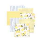 Little Treasure Hudson Baby Girls Cotton Poly Flannel Receiving Blankets 7-Pack, Yellow Lemons, 30x30 inches