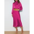 thumbnail image 2 of FOCUSNORM Hauts en Satin Printemps Automne pour Femmes Manches Longues Hauts Courts Col Montant pour Travail, Fête, 2 of 9
