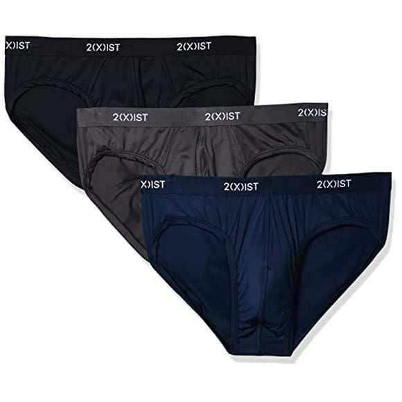 2(X)IST Men's Micro Speed Dri No Show Brief 3-Pack,Black/Charocal/Varsity,X-Large