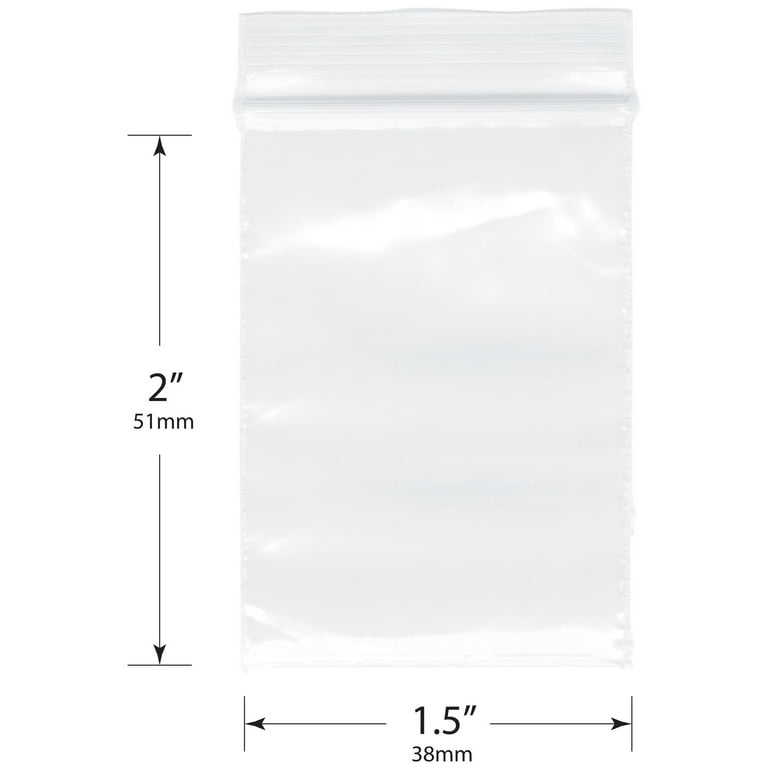 2''x 2'', (Pack of 500) Small Clear Poly Zipper Lock Bags 2 Mil Reclosable  Zipper Storage Plastic Bag for Daily Vitamins, Pills