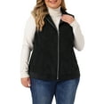 thumbnail image 1 of Chaquetas de chaleco de corduroy sin mangas con cremallera y bolsillos laterales para mujer de talla grande Agnes Orinda 3X Negro, 1 of 6