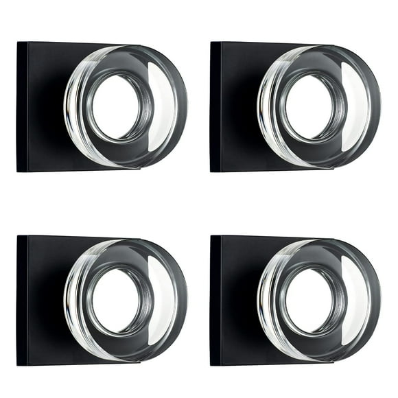 cOOLNEWS Lot de 4 Boutons de Porte Factices en Verre, Bouton de Porte Factice en Cristal d'Un Côté pour Hall et Garde-Robe, Noir Mat