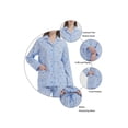 thumbnail image 2 of Apparonia Women's Pajama Sets Cotton Nightwear Long-Sleeve Button Front Shirt and Pant Sleepwear Notch Collar Pjs Lounge Sets Blue with Pink Flowers​ XL, 2 of 7