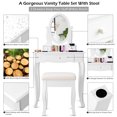 thumbnail image 2 of Costway Makeup Dressing Table Vanity Set Jewelry w/ Mirror Stool Drawer White, 2 of 10