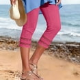 thumbnail image 2 of SAWOBUUN Womens Capri Leggings High Waisted Stretchy Cropped Pants Cutout Ankle Summer Casual Skinny Trousers, 2 of 9