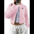 thumbnail image 3 of Cárdigan de Cuello Redondo con Botones para Mujer, Suéter de Punto de Larga, Ropa de Abrigo Rosa L, 3 of 8