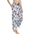 thumbnail image 2 of Uemuo Retro Butterfly Pattern Women's Wide Leg Palazzo Lounge Pants with Pockets Light Weight Loose Comfy Casual Pajama Pants-, 2 of 9