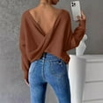 thumbnail image 5 of DuoJiaJ Women's New Backless Sweater Long Sleeved Knit Sweater Womens Fashion Brown L, 5 of 5