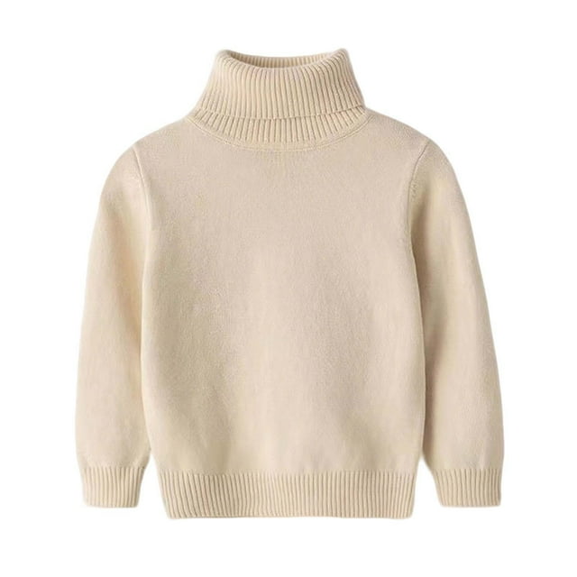 Dealovy Toddler Baby Sweaters Solid Color Pullover Basic Top Kids Fall High Neck Long Sleeve Cotton Blouses