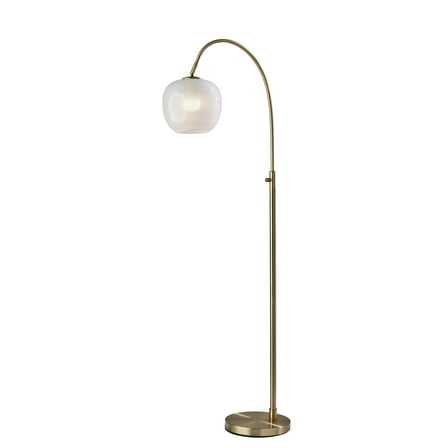 Adesso Magnolia 61.75" Antique Brass Task Floor Lamp with White Glass Shade
