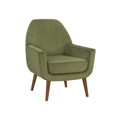 thumbnail image 2 of Linen Fabric Accent Chair, Mid Century Armchair with Wooden Legs, Modern Upholstered Reading Accent Chairs for Living Room Bedroom,Green, 2 of 7