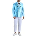 thumbnail image 2 of INSPIRE CHIC Striped Blazers for Men's Peak Lapel Sports Coat Double Breasted Business Stripes Suit Jacket XL Blue White, 2 of 6