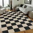 thumbnail image 2 of Garvee 6'x9' Modern Checkered Area Rug Easy Jute Carpet, Non Slip Non Shedding Washable Rug Farmhouse Floor Cover for Living Room Bedroom Home Office, Black White, 2 of 7