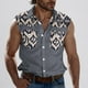 thumbnail image 2 of Camisas de Cuello para Hombres, Moda Casual Día de la Independencia Imprimir Turndown Bolsillos sin Mangas Tanque Deportivo, 2 of 5