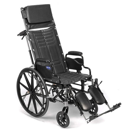 Invacare Tracer SX5 Recliner Wheelchair, With Desk Length Arms and T94HAP Elevating Legrests with Padded Calf Pads, 18" Seat Width