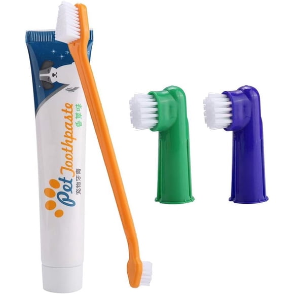 Kit Dental VERALY.MX Limpieza Profunda Mascota Perro Pasta y Cepillo Doble Dedal Silicona Flexible