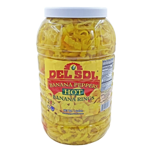 Del Sol Hot Banana Pepper Rings | Kosher | Halal | 1 Gallon