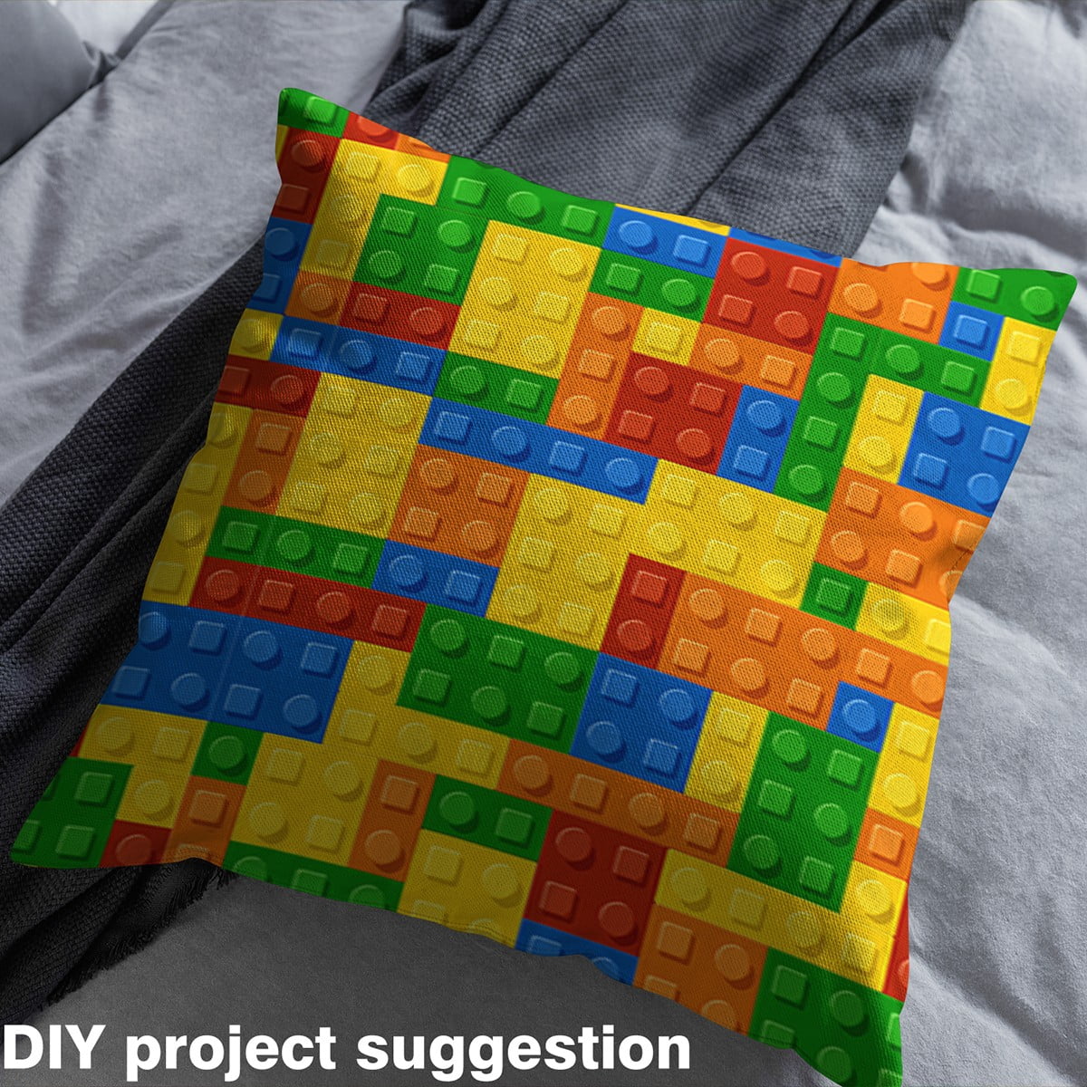 Castle Fairy Colorful Brick Boy Fabric by the Yard 10 Yards,Building Blocks Room Decor Fabric by the Yard,Construction Game Fabric for Sewing,Luxury Bedroom Decor