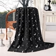thumbnail image 3 of Black White Moon Star Pattern Blanket,Comfortable Soft Flannel Throw Blanket,All Season,Warm Lightweight Blankets for Sofa Bed Couch Living Room Chair,50"x60", 3 of 4