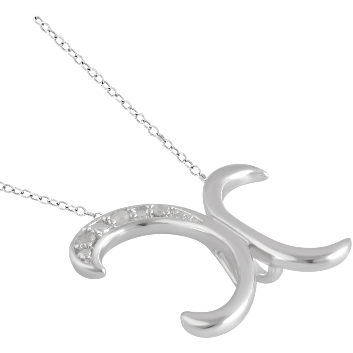 Arista Diamond Accent White "X" Initial Women's Pendant in Sterling Silver, 18"
