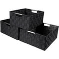 thumbnail image 6 of Sorbus Storage Box Woven Basket Bin Container Tote Cube Organizer Set Stackable Storage Basket Woven Strap Shelf Organizer Built-In Carry Handles (Black), 6 of 7