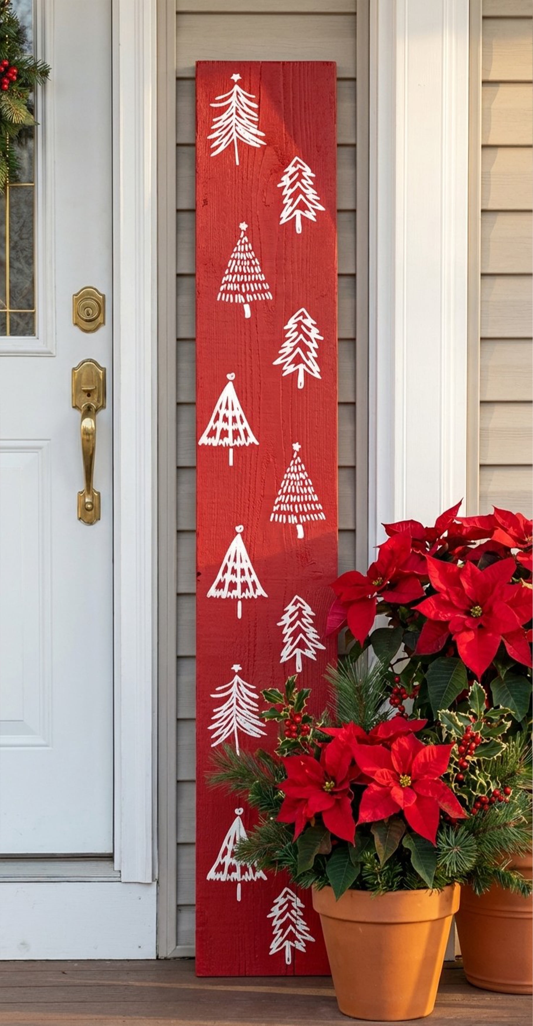 Calloway Mills 118025907 Christmas Tree Farm Red Porch Leaner, 59" x 7.25"