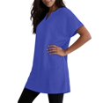 thumbnail image 6 of Duoif Womens Tops Women'S Casual V Neck Short Sleeve Dress Loose Fit T Shirt Dress with Pockets Blue M, 6 of 9